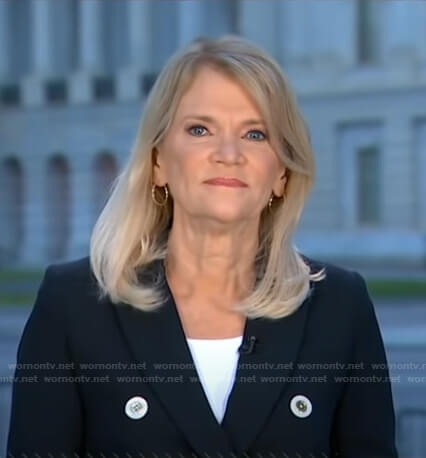 Martha Raddatz’s black double breasted blazer on Good Morning America