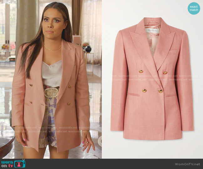 Max Mara Lamine Double-Breasted Twil Blazer worn by Cristal Jennings (Daniella Alonso) on Dynasty