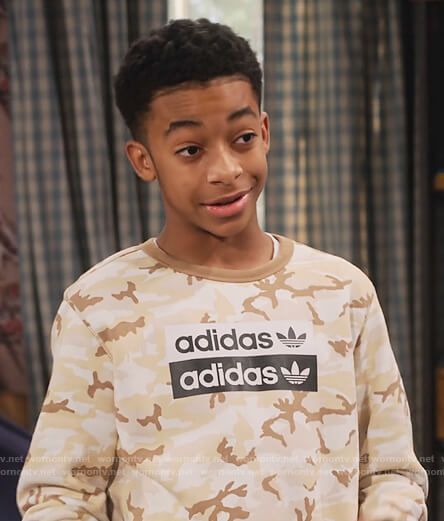 Mazzi’s Adidas camo sweatshirt on Family Reunion