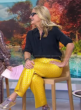 Mel Robbins’s yellow metallic pants on Today