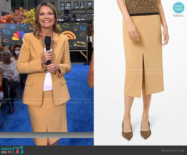 Michael Kors Stretch Crepe Slit Pencil Skirt worn by Savannah Guthrie on Today