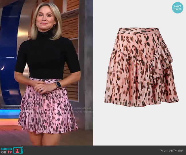 Milly Heidi Leopard Miniskirt worn by Amy Robach on Good Morning America