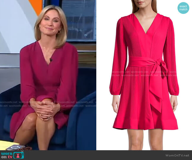 Milly Knit Pleat Fit-&-Flare Dress worn by Amy Robach on Good Morning America