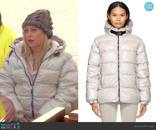 Moncler Down Iridescent Buckle Jacket worn by Sutton Stracke on The Real Housewives of Beverly Hills