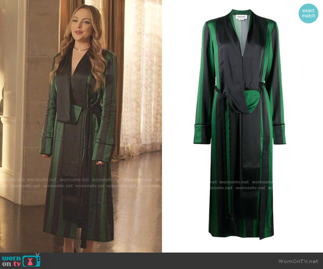 Monse Striped Draped Midi Dress worn by Fallon Carrington (Elizabeth Gillies) on Dynasty
