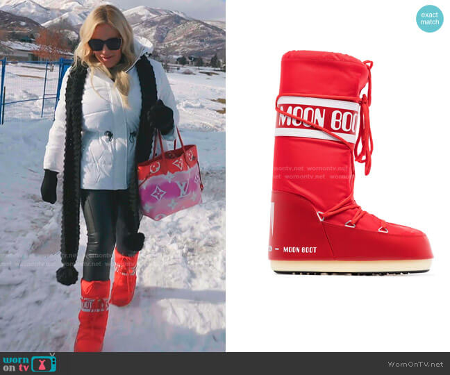 Moon Boot Icon logo snow boots worn by Heather Gay on The Real Housewives of Salt Lake City