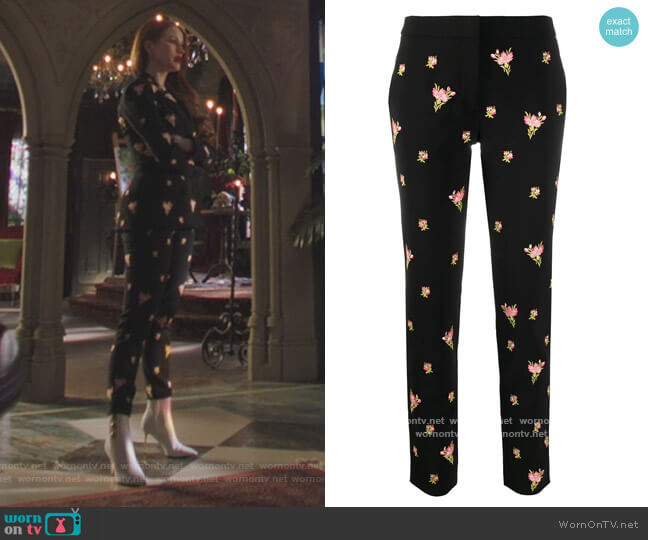 Moschino Floral Embroidery Straight-leg Trousers worn by Cheryl Blossom (Madelaine Petsch) on Riverdale