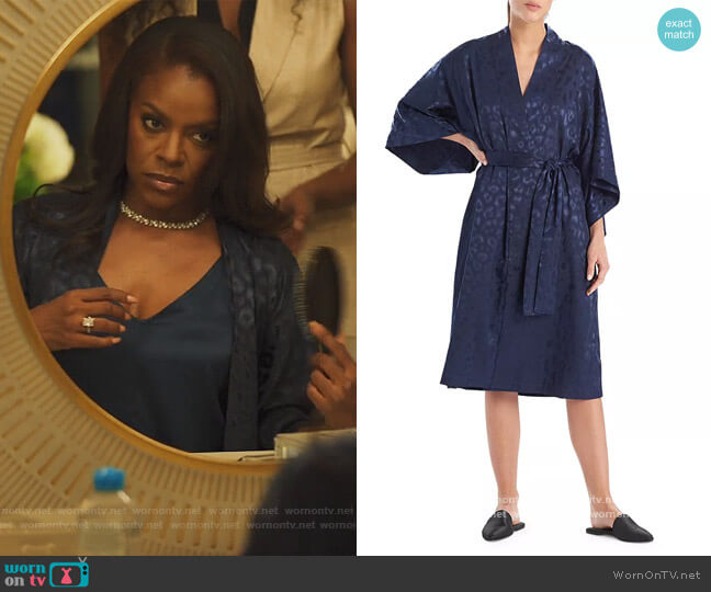 Natori Animal Print Satin Wrap Robe worn by Leah Franklin-Dupont (Nadine Ellis) on Our Kind of People
