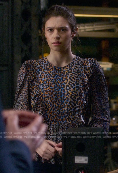 Nia’s ruffled leopard print top on Supergirl