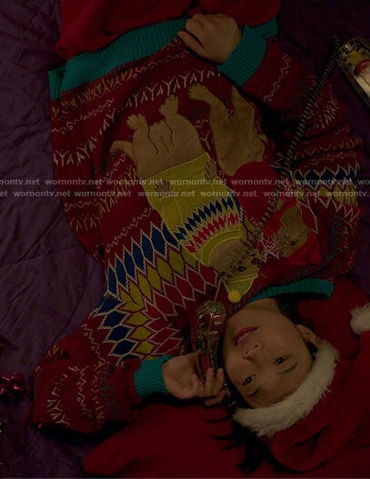 Nora’s Christmas Otter sweater on Awkwafina is Nora From Queens