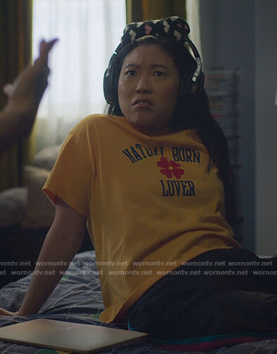 Nora’s Natural Born Lover t-shirt on Awkwafina is Nora From Queens