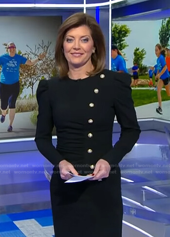 Norah’s black button embellished dress on CBS Evening News