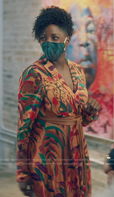 Nova’s orange jungle print dress on Queen Sugar