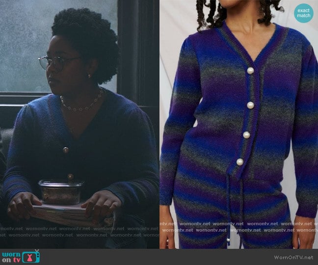 Olivia Rubin Hilda Dark Ombre Cardigan worn by Beth Chapel (Anjelika Washington) on Stargirl