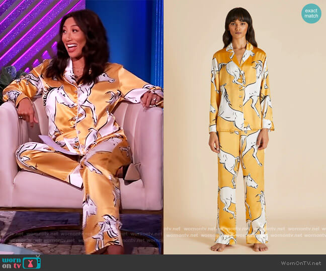 Olivia von Halle Lila Contessa Silk Pajamas worn by Jeannie Mai on The Real