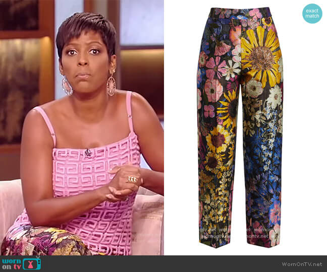 Oscar de la Renta Fil Coupe Straight Leg Pants worn by Tamron Hall on Tamron Hall Show