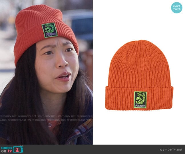 Pleasures Rust Dragon Beanie worn by Nora Lum (Awkwafina) on Awkwafina is Nora From Queens