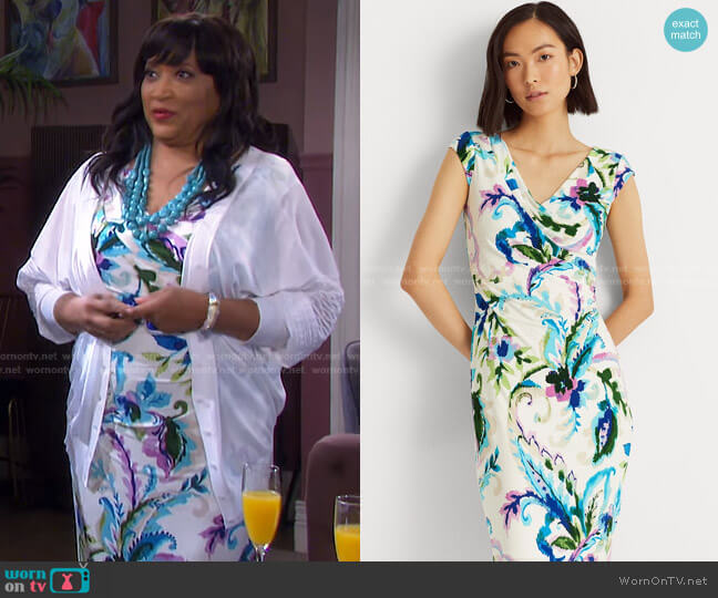 Lauren Ralph Lauren Paisley Pleated Jersey Dress worn by Paulina Price (Jackée Harry) on Days of our Lives