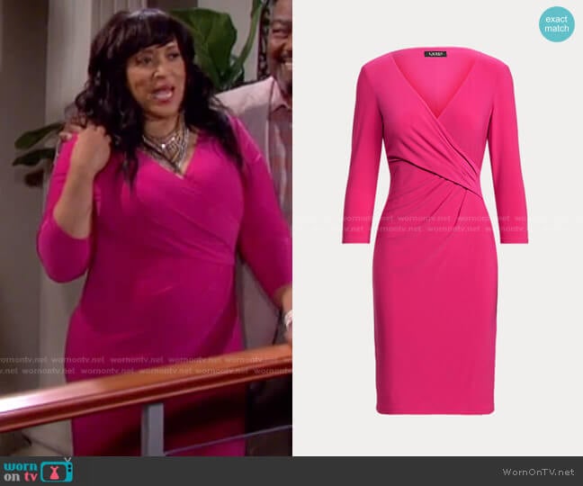 Ralph Lauren Wrap-Front Jersey Dress worn by Paulina Price (Jackée Harry) on Days of our Lives