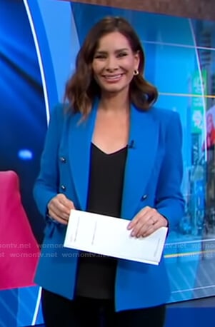 Rebecca’s blue double breasted blaer on Good Morning America