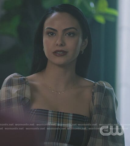 Veronica’s plaid square neck dress on Riverdale
