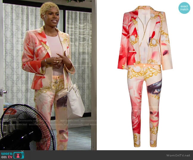 Roberto Cavalli Vintage Spring 2001 Collection Suit worn by Paris Buckingham (Diamond White) on The Bold and the Beautiful