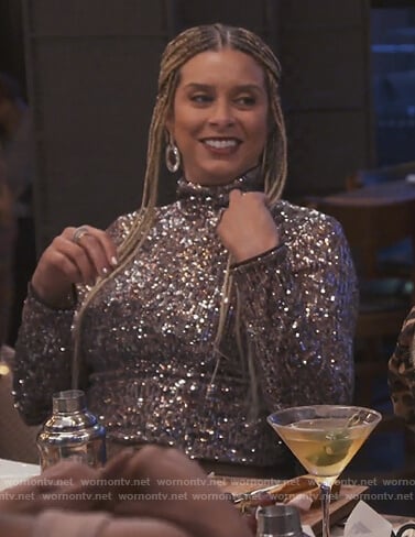Robyn’s sequin metallic top on The Real Housewives of Potomac