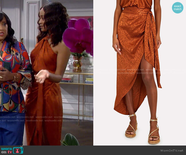 Ronny Kobo Kit Tiger Jacquard Sarong Skirt worn by Lani Price (Sal Stowers) on Days of our Lives