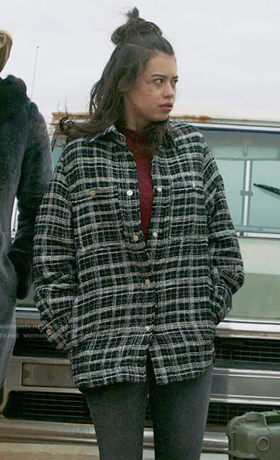 Rosa’s black plaid shirt jacket on Roswell New Mexico