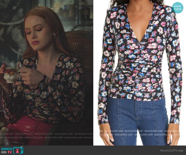 Rotate Sierra Floral Ruched Long Sleeve Top worn by Cheryl Blossom (Madelaine Petsch) on Riverdale