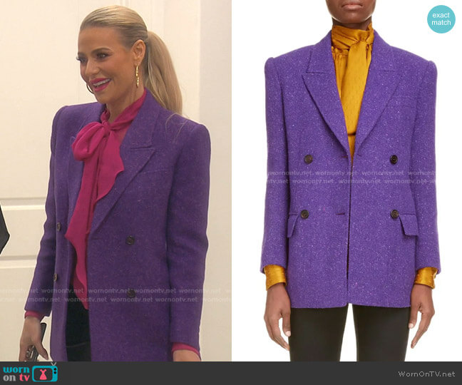 Saint Laurent Double Breasted Wool Tweed Blazer worn by Dorit Kemsley on The Real Housewives of Beverly Hills
