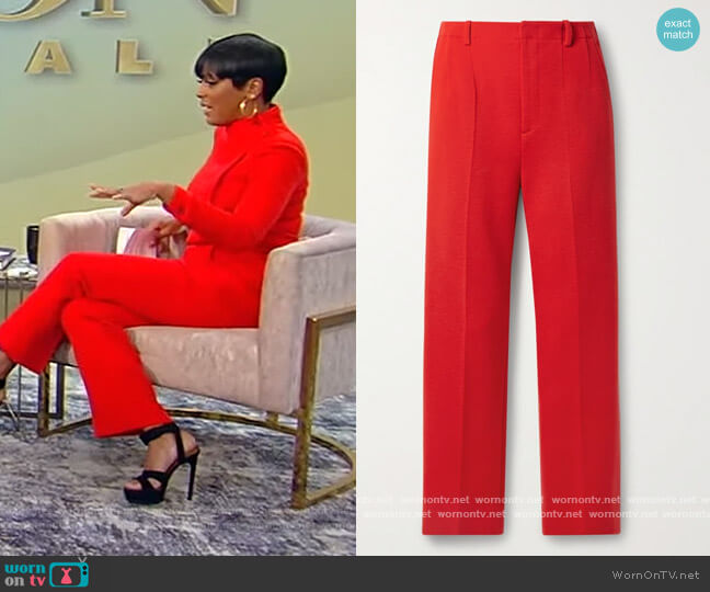 Saint Laurent Wool-blend straight-leg pants worn by Tamron Hall on Tamron Hall Show