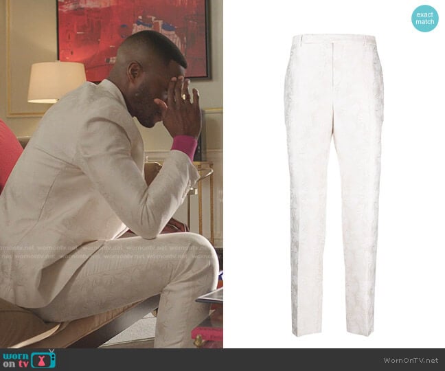 Saint Laurent Parasol-Pattern Trousers worn by Jeff Colby (Sam Adegoke) on Dynasty
