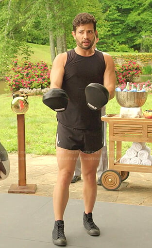 Sam’s black tank and shorts on Dynasty