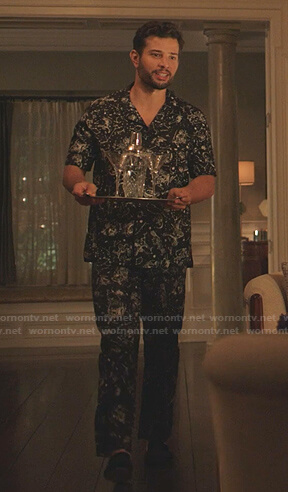 Sam’s black constellation print pajamas on Dynasty