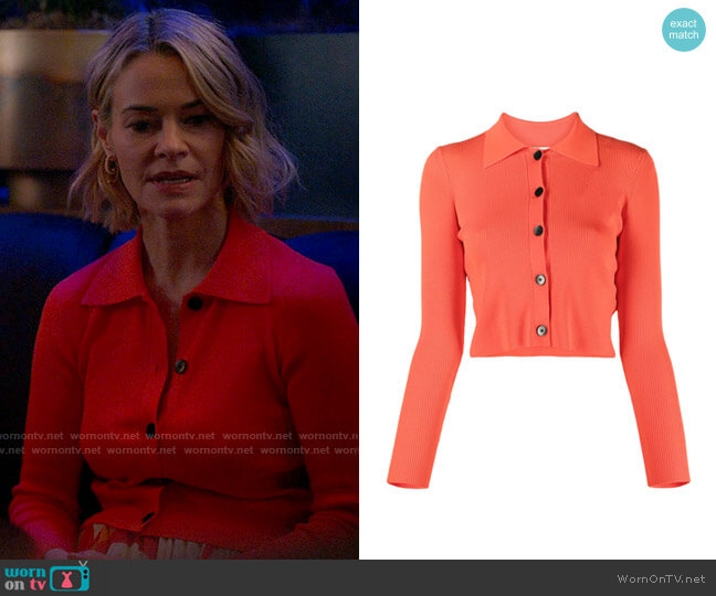 Sandro Francoise  cropped cardigan with shirt collar worn by Alice Pieszecki (Leisha Hailey) on The L Word Generation Q