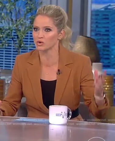 Sara’s camel belted blazer on The View