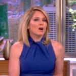 Sara’s blue twist neck jumpsuit on The View