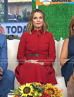 Savannah’s red belted shirtdress on Today
