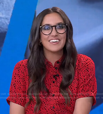 Savannah’s red printed shirtdress on Today
