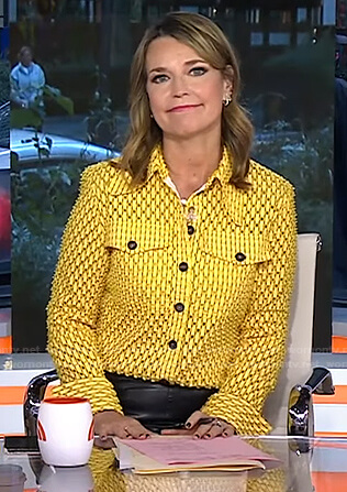 Savannah’s yellow perforated button front blouse on Today