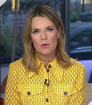 Savannah’s yellow perforated button front blouse on Today