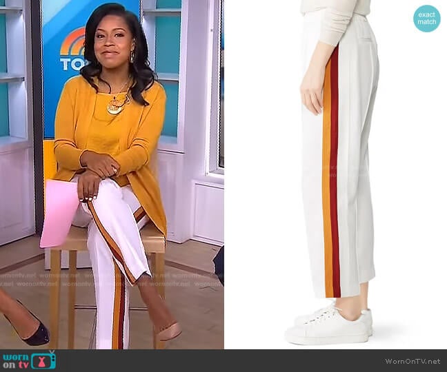 Scotch & Soda Side-Stripe Cropped Pants worn by Sheinelle Jones on Today