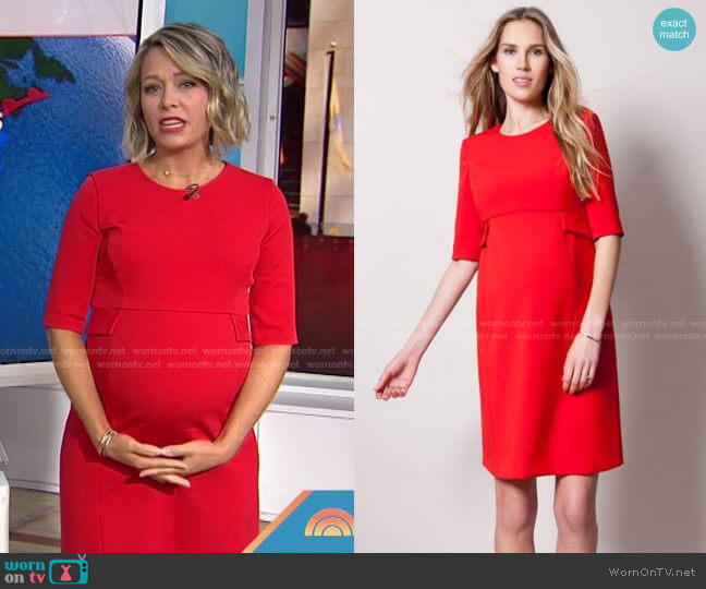 Seraphine Maternity Scarlet Peplum Maternity Dress worn by Dylan Dreyer on Today