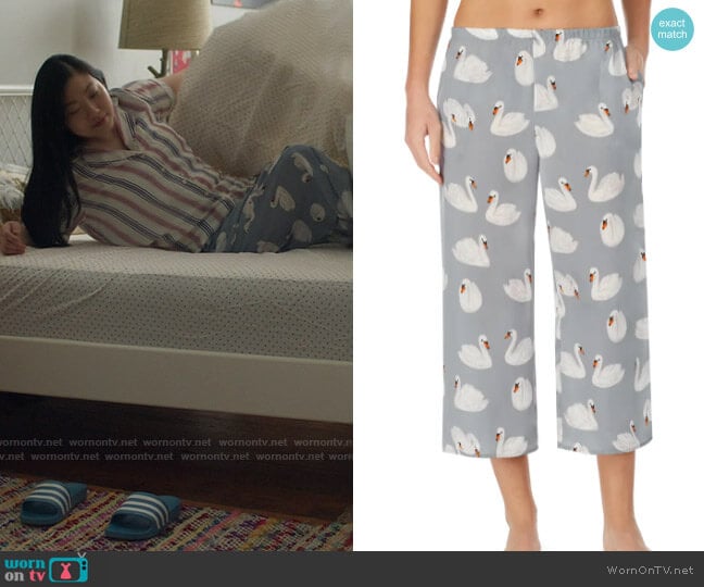 Shady Lady Crop Pajama Pants in Swan worn by Nora Lum (Awkwafina) on Awkwafina is Nora From Queens