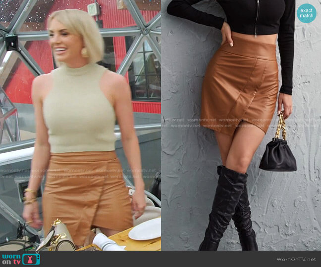 Shein Faux Leather Asymmetrical Hem Skirt worn by Whitney Rose on The Real Housewives of Salt Lake City