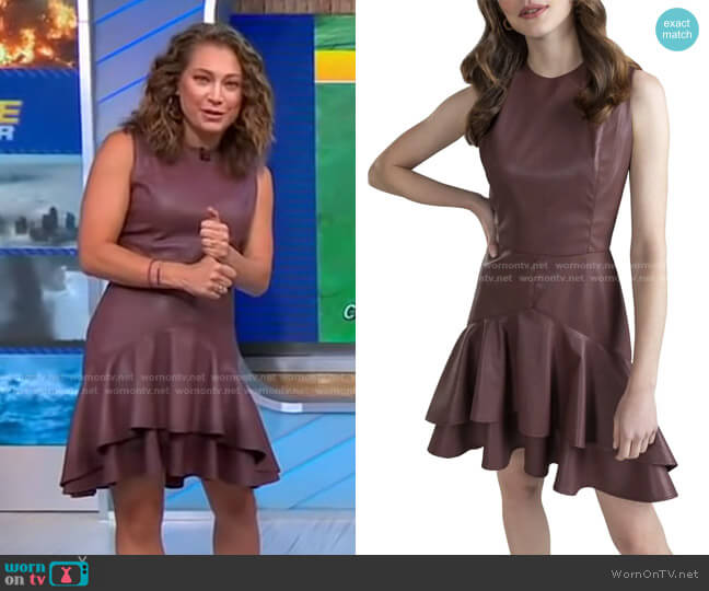 Shoshanna Bristol Faux Leather Mini Dress worn by Ginger Zee on Good Morning America