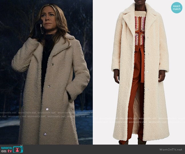 Stand Studio Kylie Coat worn by Alex Levy (Jennifer Aniston) on The Morning Show