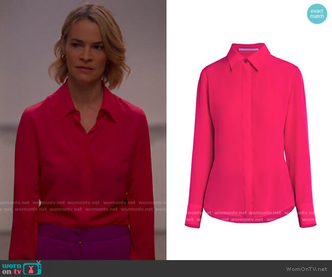 Stella McCartney Willow Silk Shirt in Hot Pink worn by Alice Pieszecki (Leisha Hailey) on The L Word Generation Q