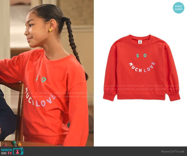 Stem So Much Love Graphic Sweatshirt worn by Ami (Jordyn Raya James) on Family Reunion